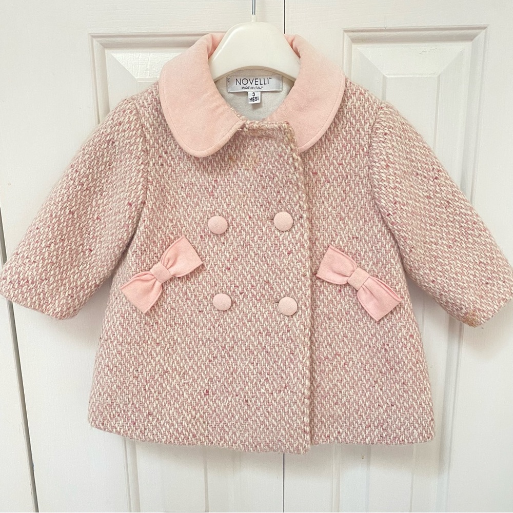 Novelli brand by Magia, made in Italy Pink and White Wool Coat